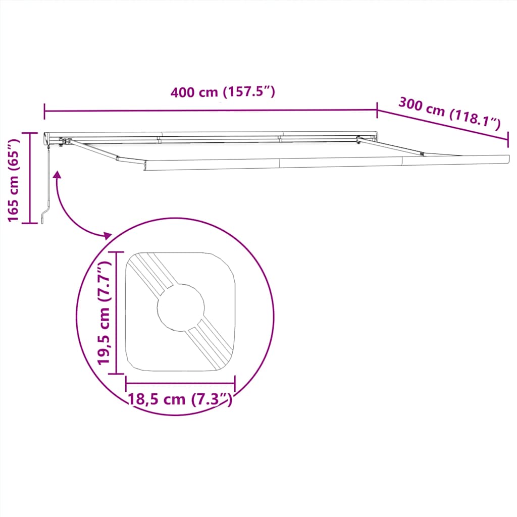 Markise Einziehbar Gelb und Weiß 4x3 m Stoff und Aluminium