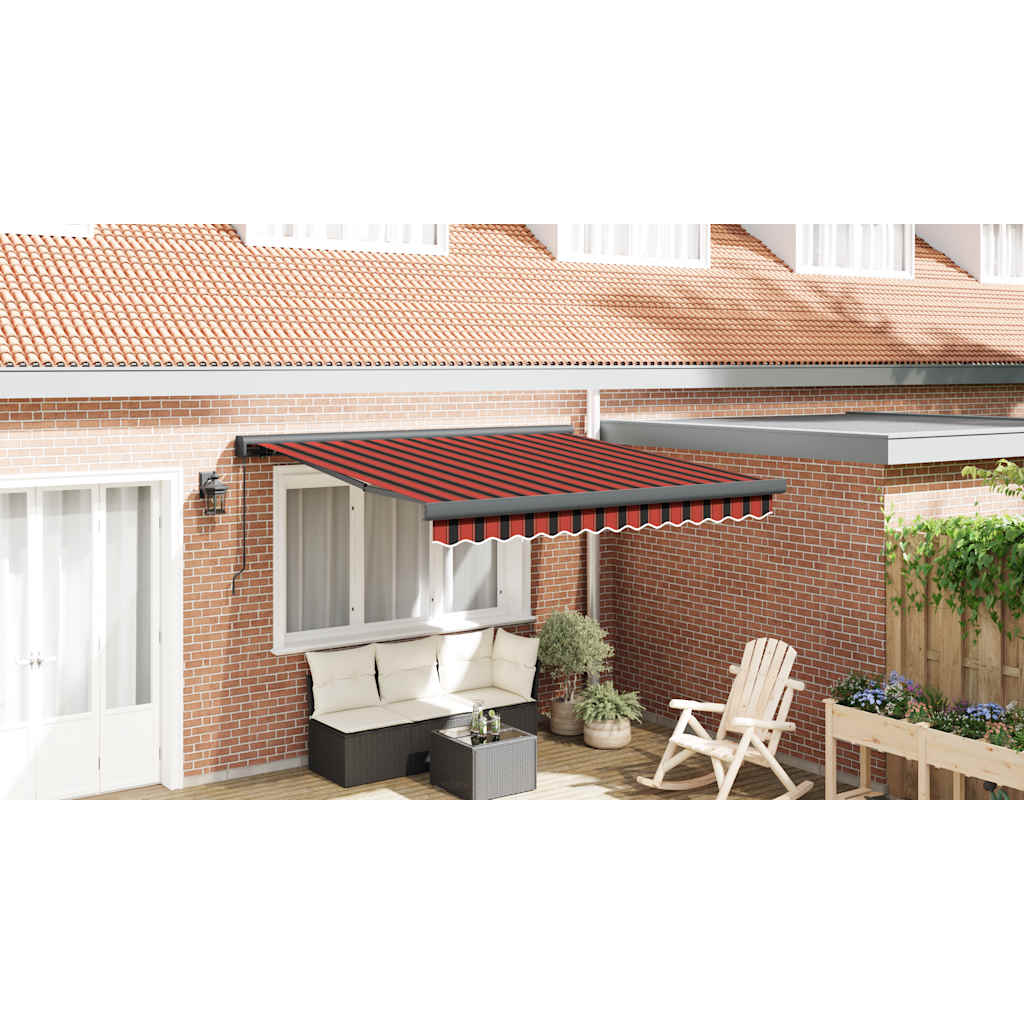 Manuelle Markise 3,5 x 2,5 m Orange-Braun waagerecht gestreift