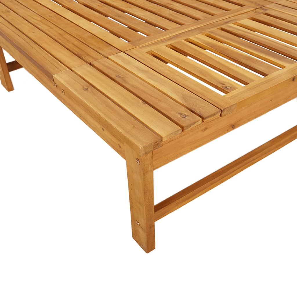 Bain de soleil avec coussin gris foncé et coussin en bois d'acacia massif