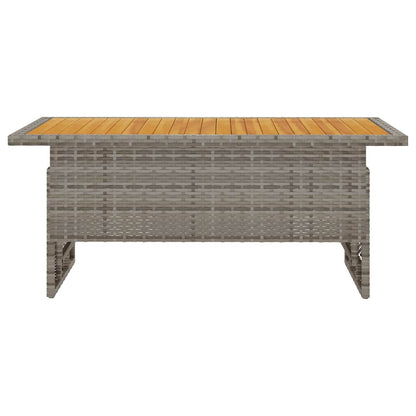 Gartentisch Grau 100x50x43/63 cm Akazienholz & Poly Rattan