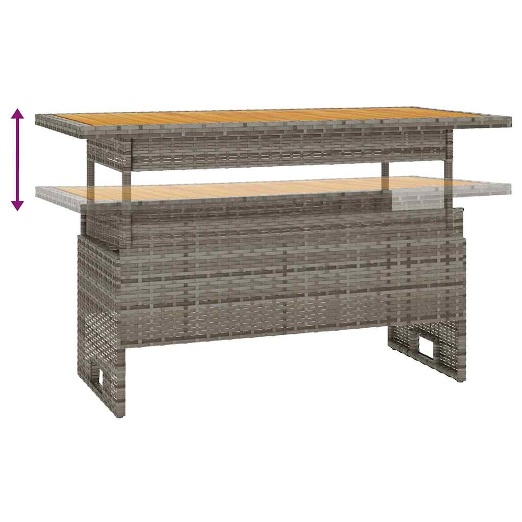 Gartentisch Grau 100x50x43/63 cm Akazienholz & Poly Rattan