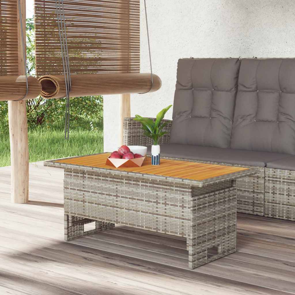 Gartentisch Grau 100x50x43/63 cm Akazienholz & Poly Rattan