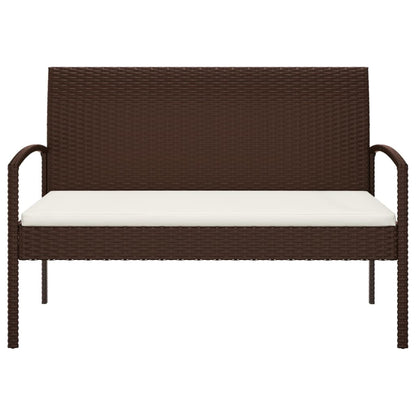 Gartenbank mit Kissen Braun 105 cm Poly Rattan