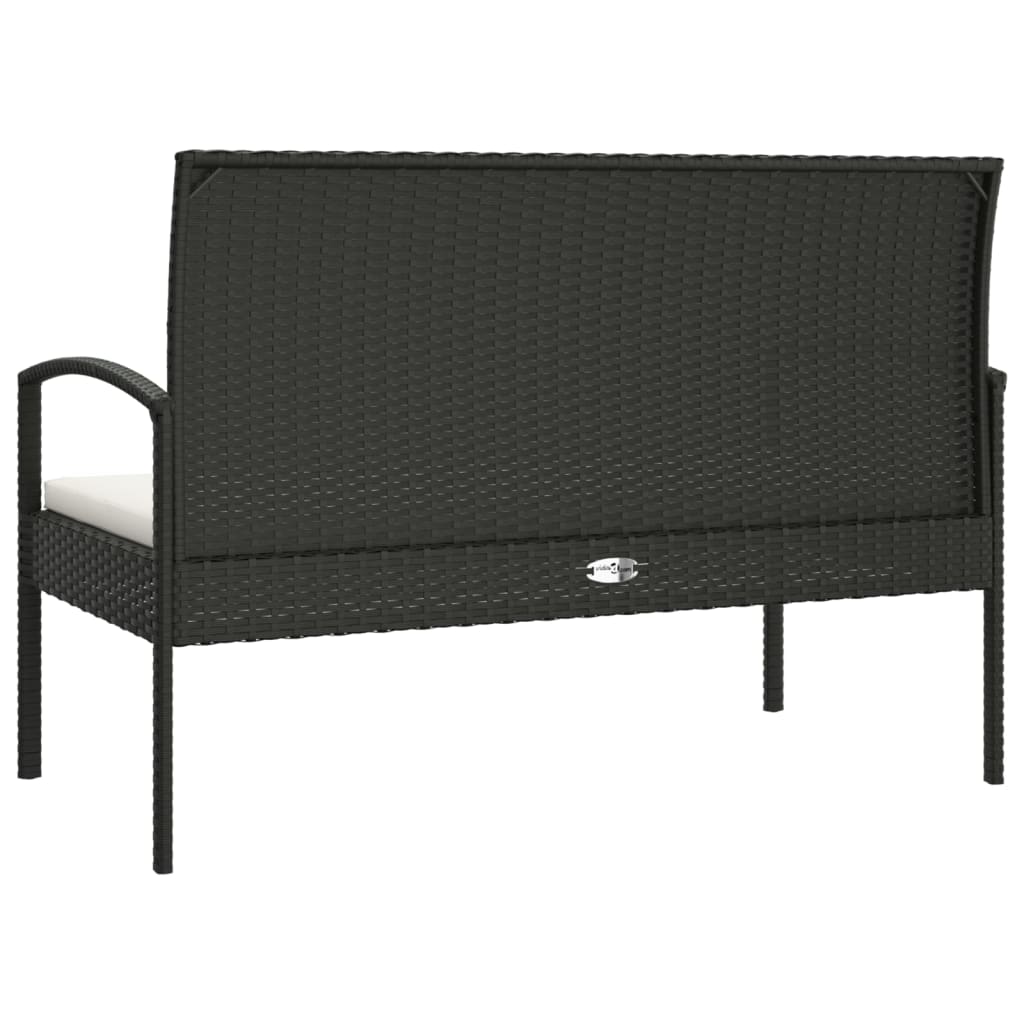 Gartenbank mit Kissen Schwarz 105 cm Poly Rattan