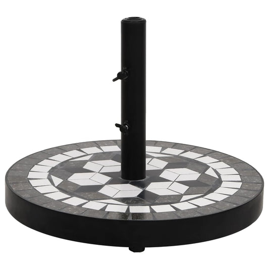 Pied de parasol rond noir et blanc 12 kg