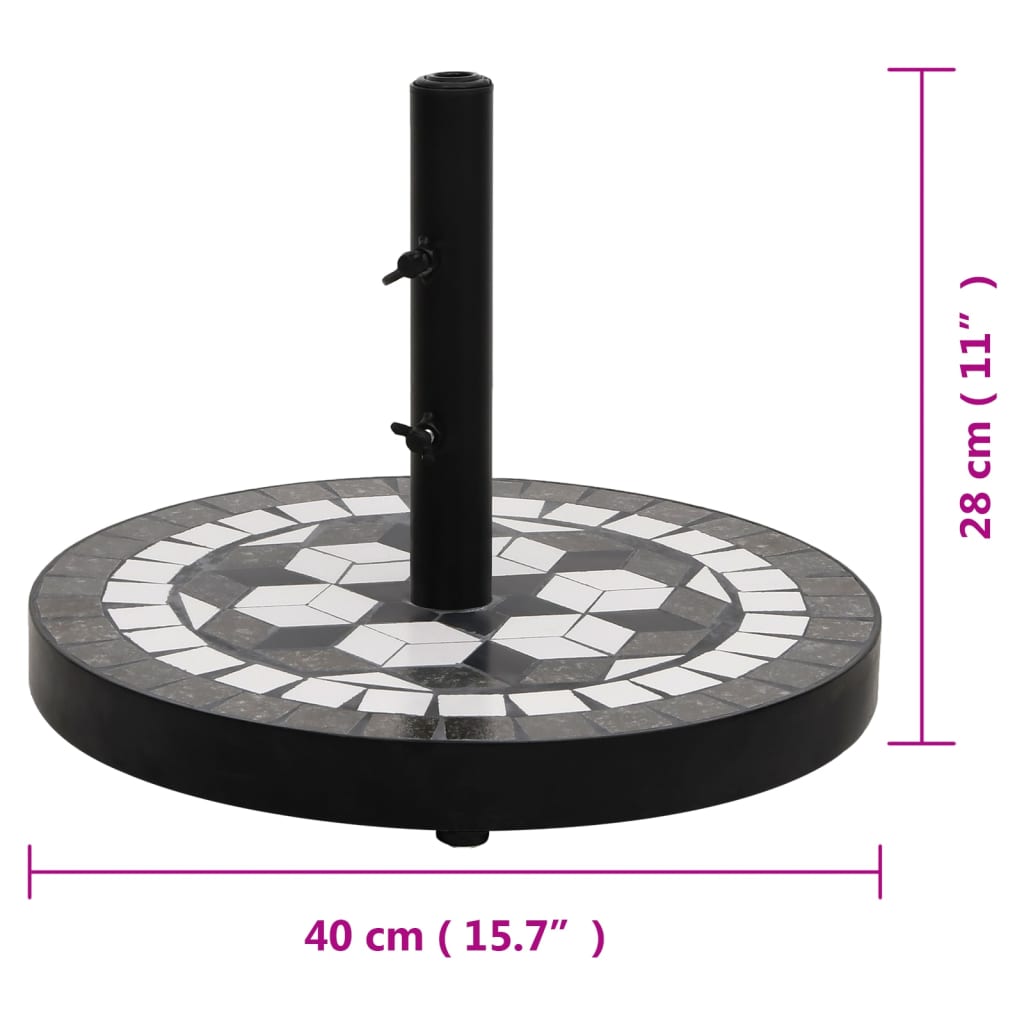 Pied de parasol rond noir et blanc 12 kg