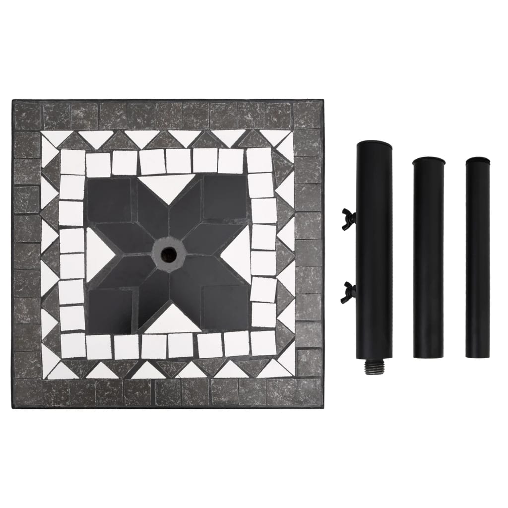 Pied de parasol carré noir et blanc 12 kg