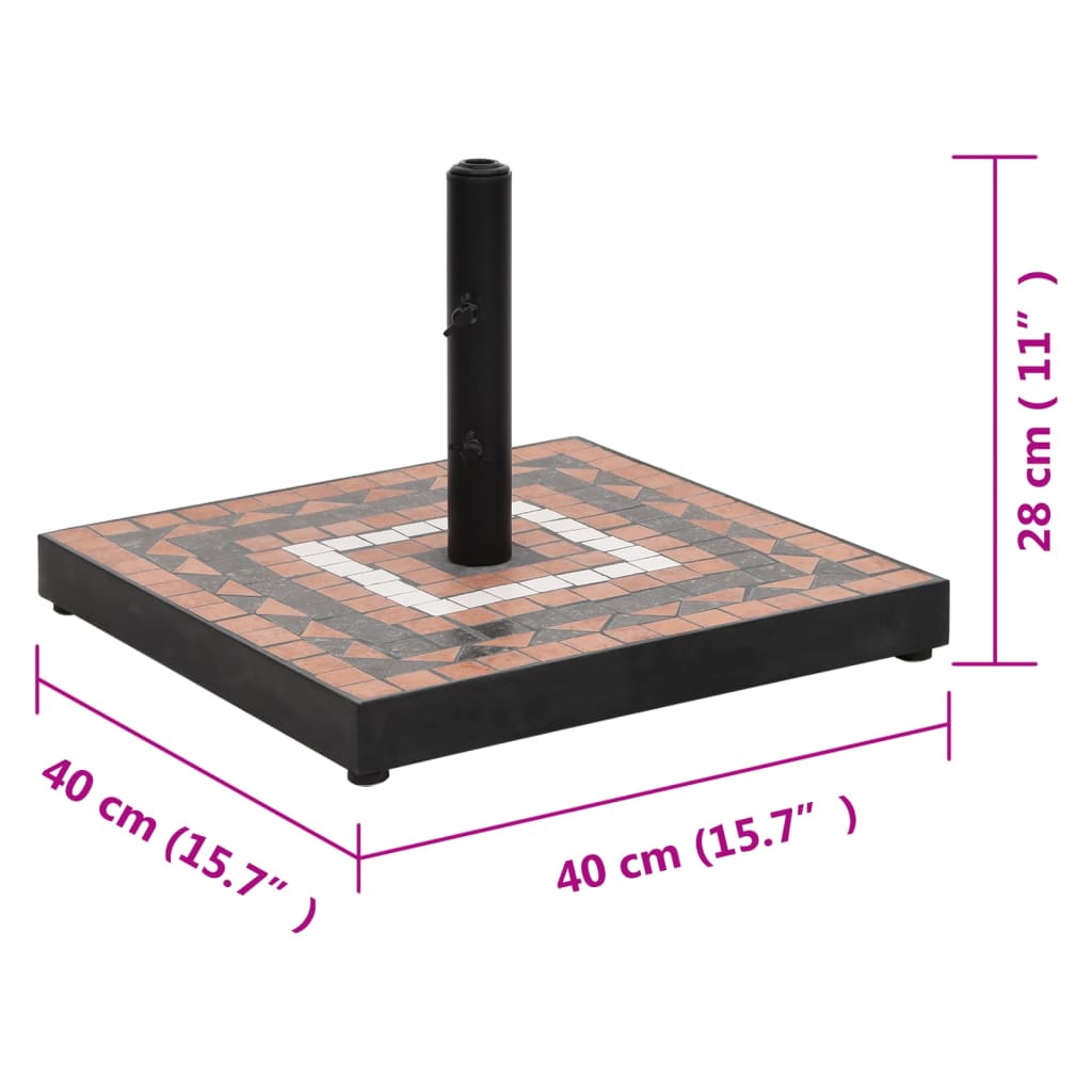 Sonnenschirmständer Terrakotta und Weiß Quadratisch 12 kg