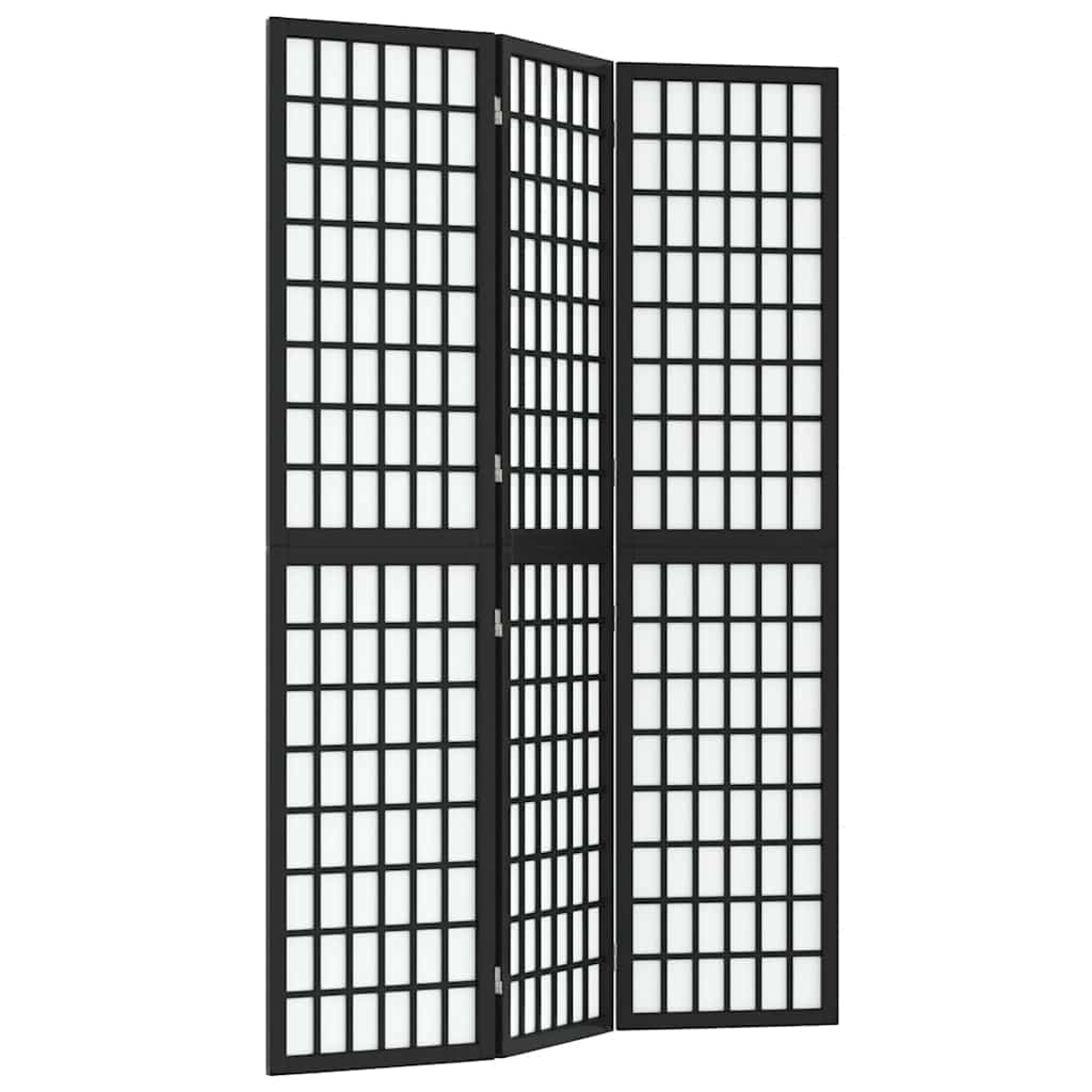 3-tlg. Paravent Japanischer Stil Faltbar 120x170 cm Schwarz