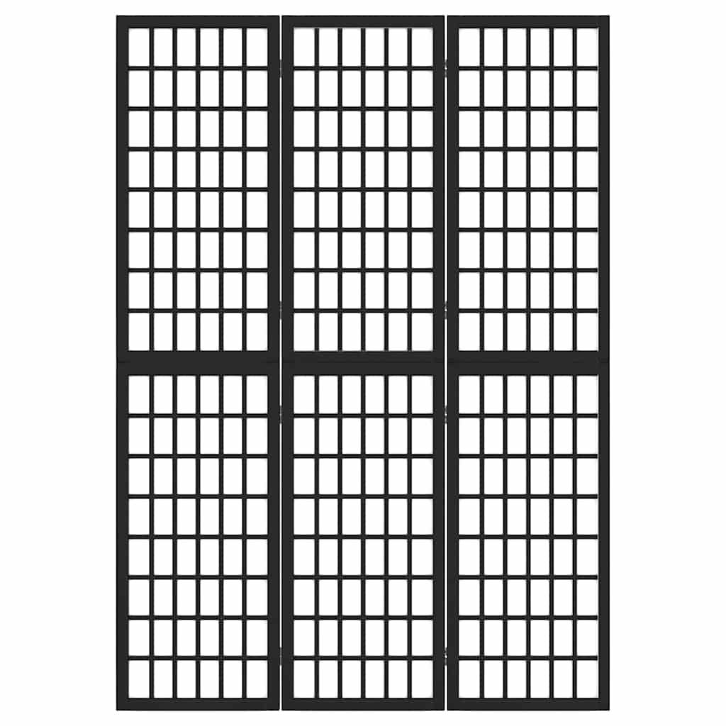 3-tlg. Paravent Japanischer Stil Faltbar 120x170 cm Schwarz