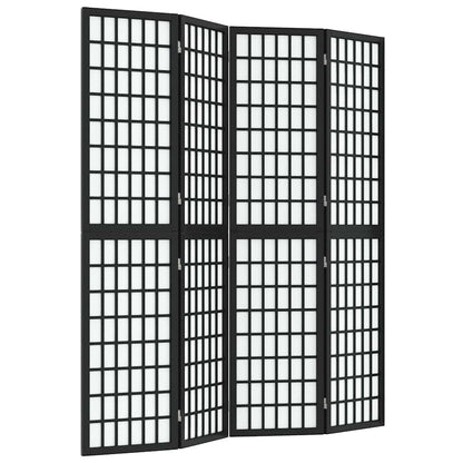 4-tlg. Paravent Japanischer Stil Faltbar 160x170 cm Schwarz