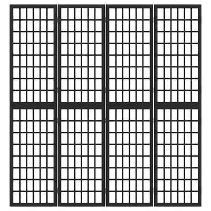 4-tlg. Paravent Japanischer Stil Faltbar 160x170 cm Schwarz