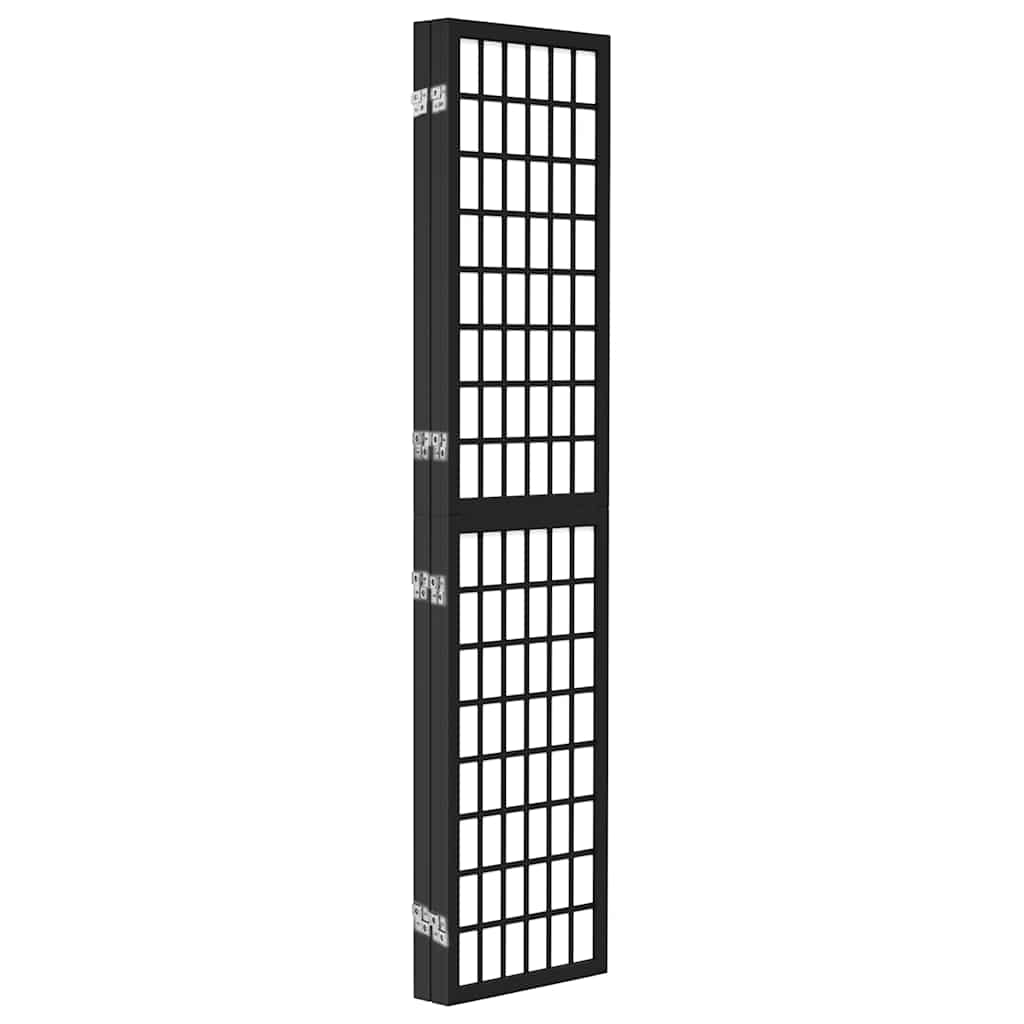 4-tlg. Paravent Japanischer Stil Faltbar 160x170 cm Schwarz