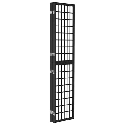4-tlg. Paravent Japanischer Stil Faltbar 160x170 cm Schwarz