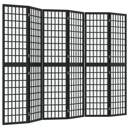 6-tlg. Paravent Japanischer Stil Faltbar 240x170 cm Schwarz