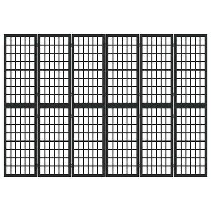 6-tlg. Paravent Japanischer Stil Faltbar 240x170 cm Schwarz