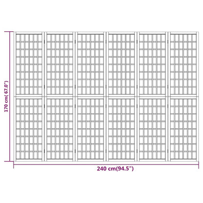 6-tlg. Paravent Japanischer Stil Faltbar 240x170 cm Schwarz