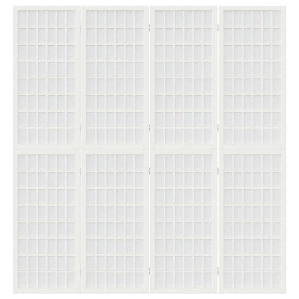 4-tlg. Paravent Japanischer Stil Faltbar 160x170 cm Weiß