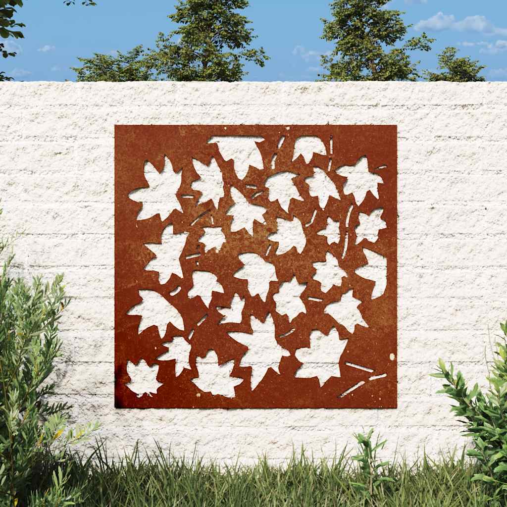 Garten-Wanddeko 55x55 cm Cortenstahl Ahornblatt-Design