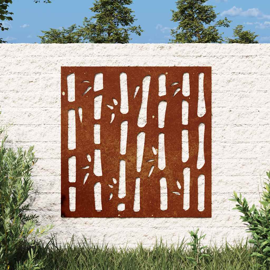 Garten-Wanddeko 55x55 cm Cortenstahl Bambus-Design