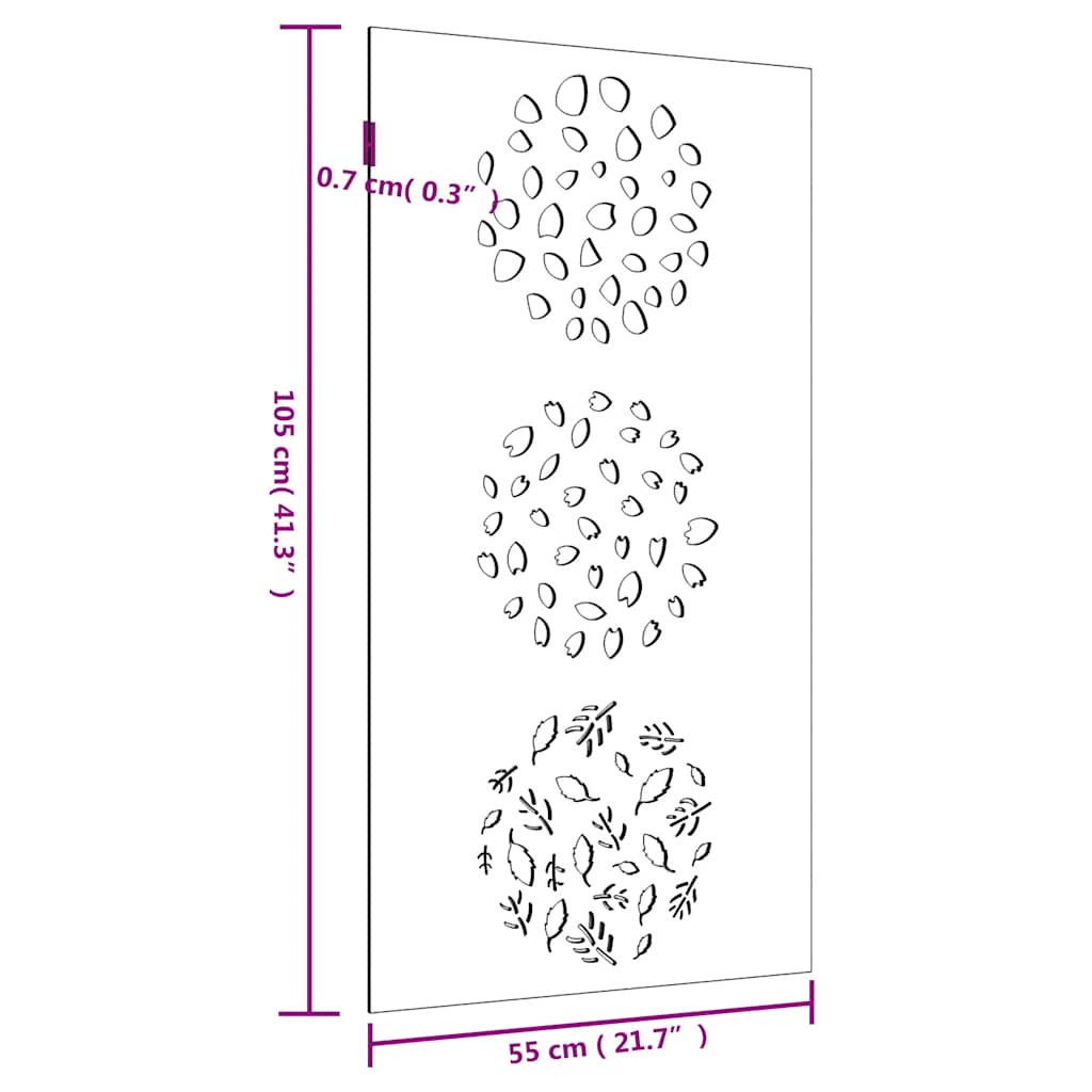 Garten-Wanddeko 105x55 cm Cortenstahl Blatt-Design