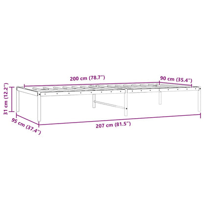 Bettgestell Metall Schwarz 90x200 cm