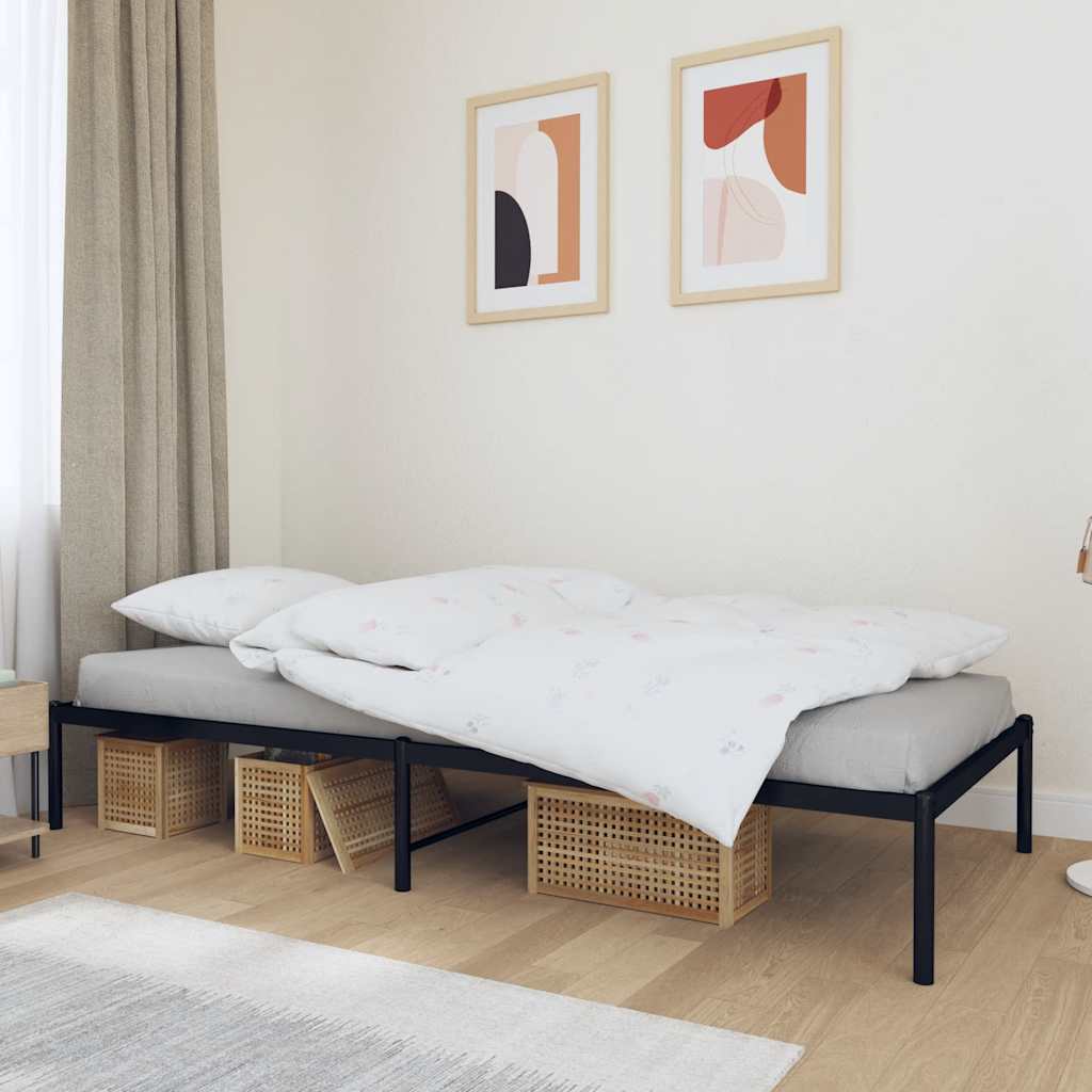 Bed frame metal black 100x190 cm