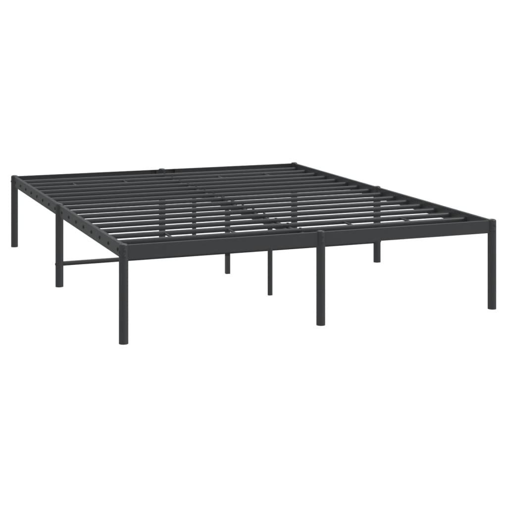 Bed frame metal black 140x190 cm