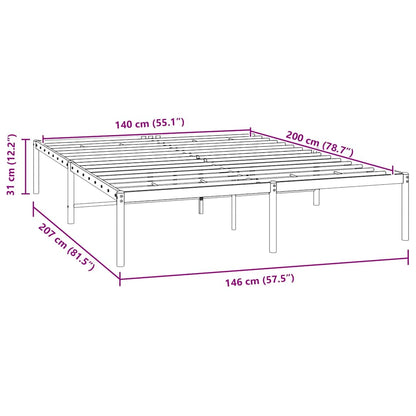 Bettgestell Metall Schwarz 140x200 cm