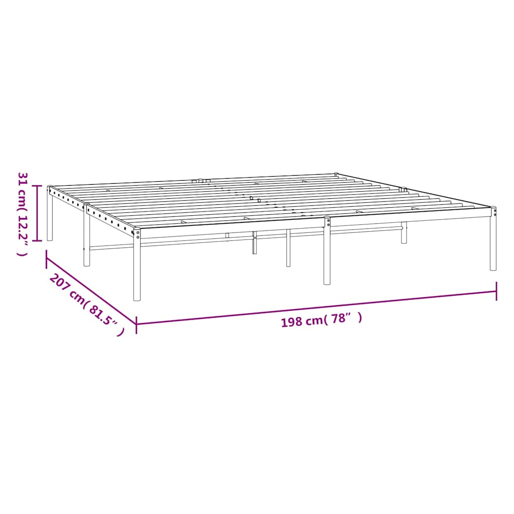 Bettgestell Metall Schwarz 193x203 cm