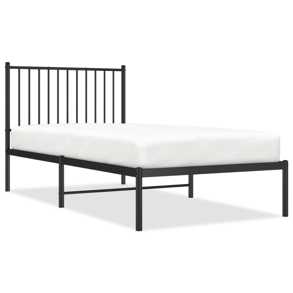 Bed frame with headboard metal black 90x190 cm