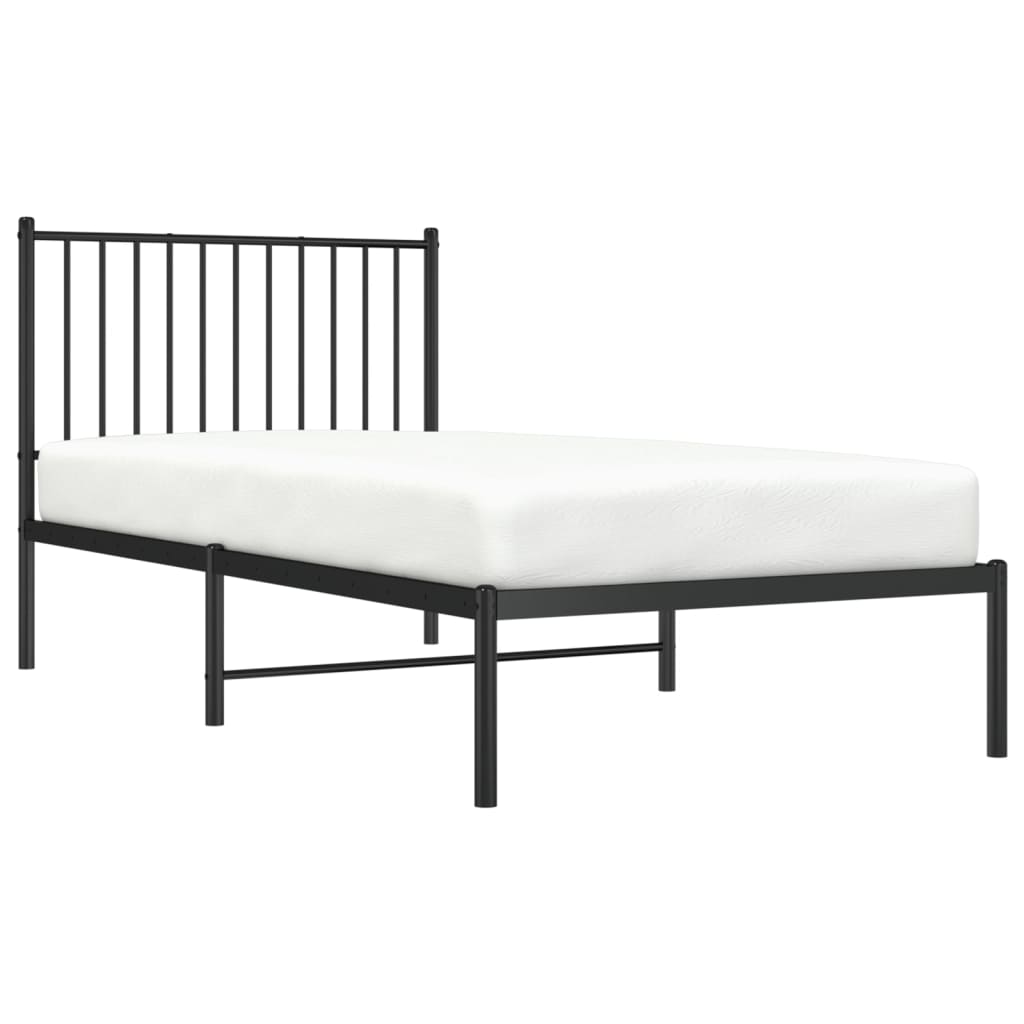 Bed frame with headboard metal black 90x190 cm