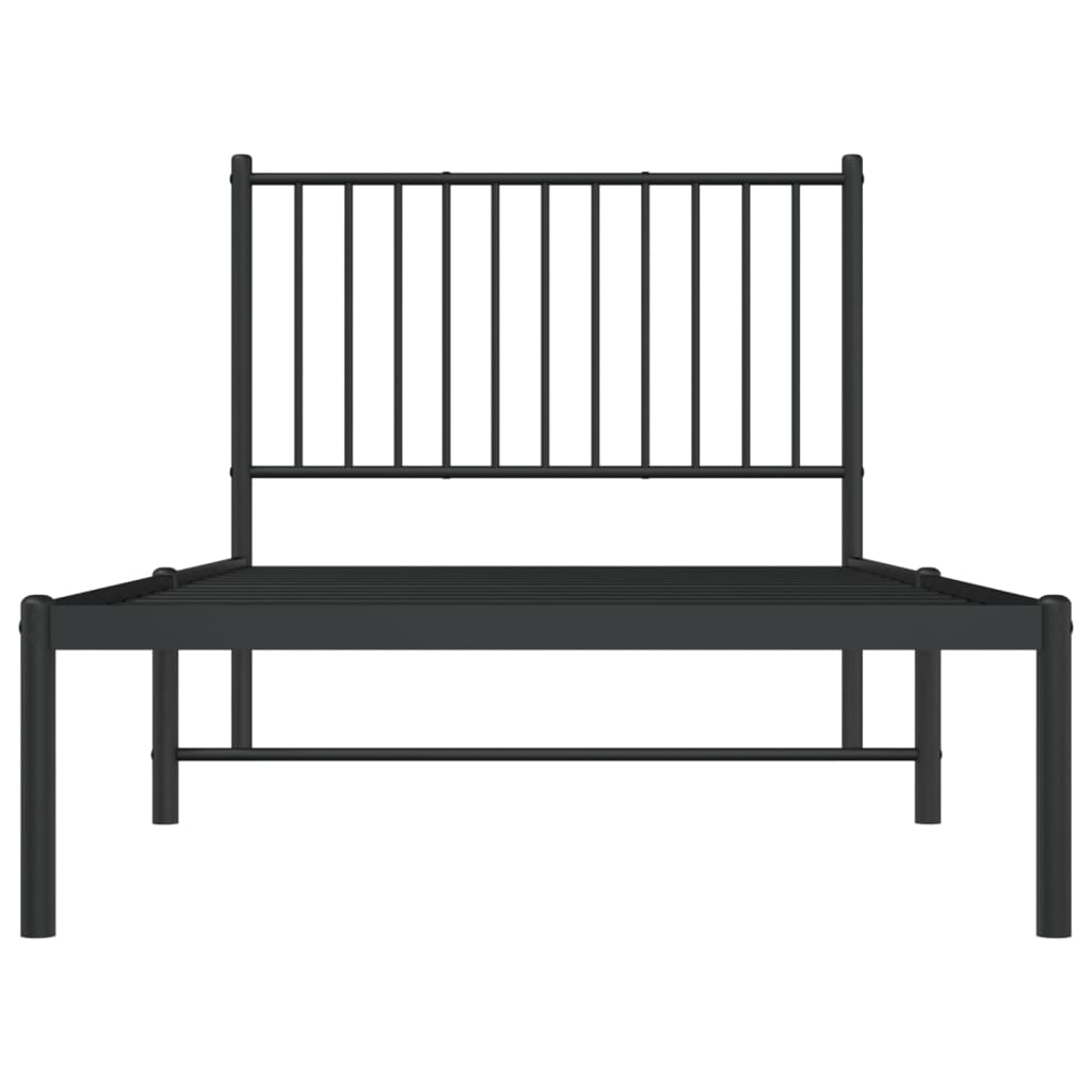 Bed frame with headboard metal black 90x190 cm