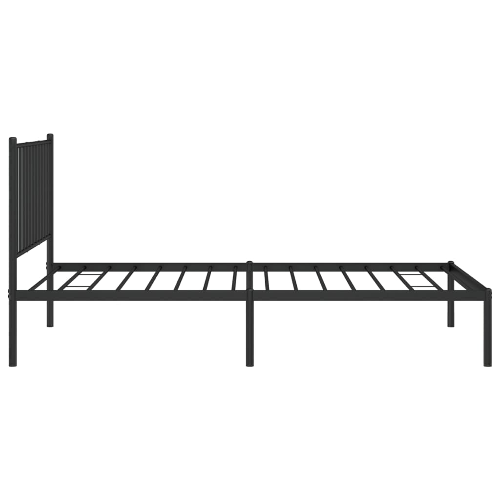Bed frame with headboard metal black 90x190 cm