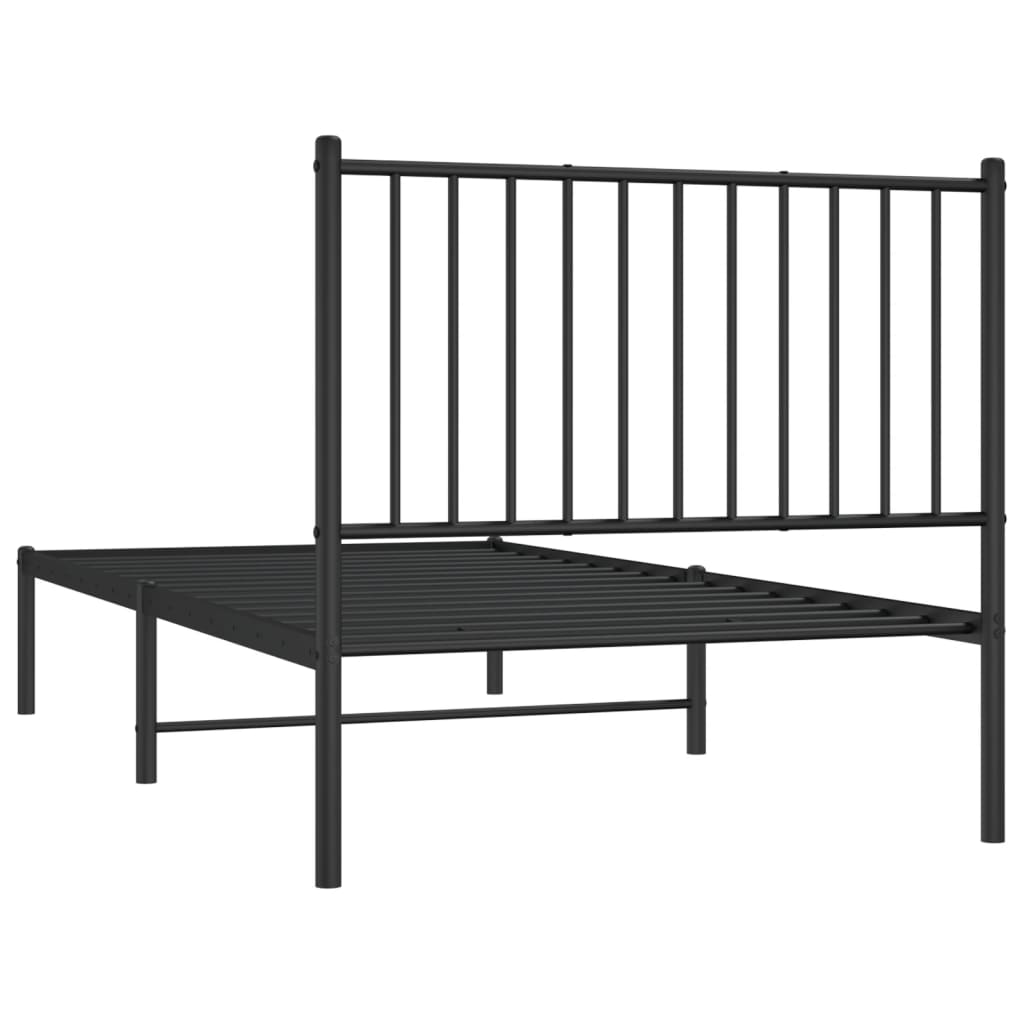 Bed frame with headboard metal black 90x190 cm