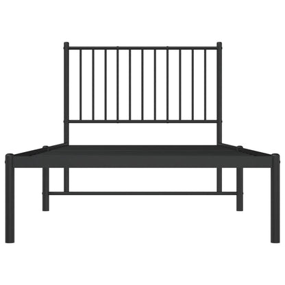 Bettgestell mit Kopfteil Metall Schwarz 90x200 cm