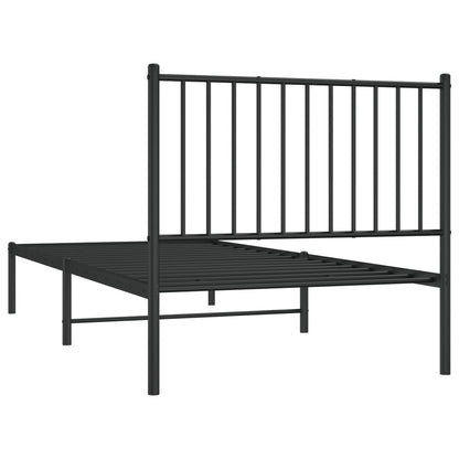 Bettgestell mit Kopfteil Metall Schwarz 90x200 cm