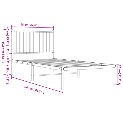 Bettgestell mit Kopfteil Metall Schwarz 90x200 cm