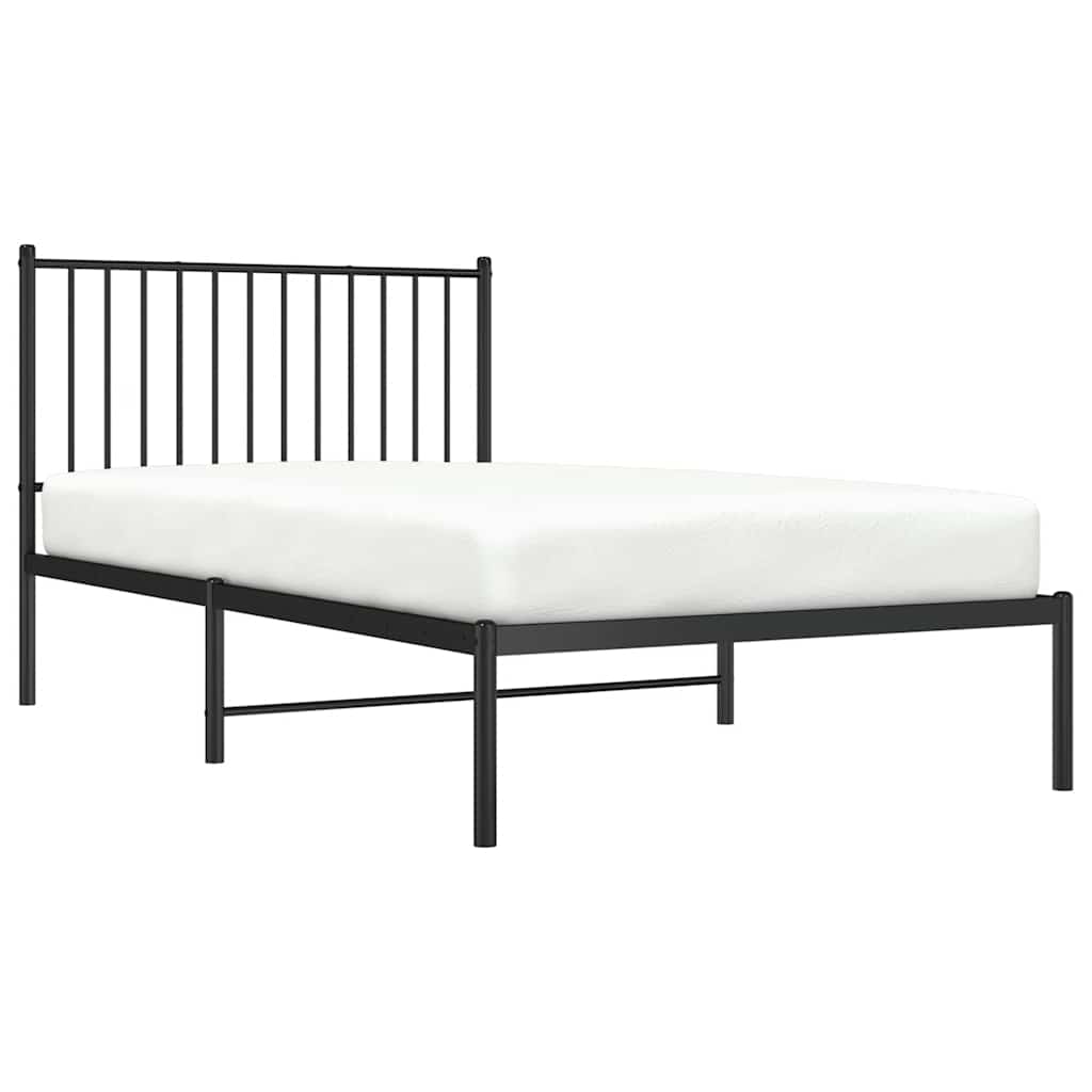 Bed frame with headboard metal black 100x190 cm