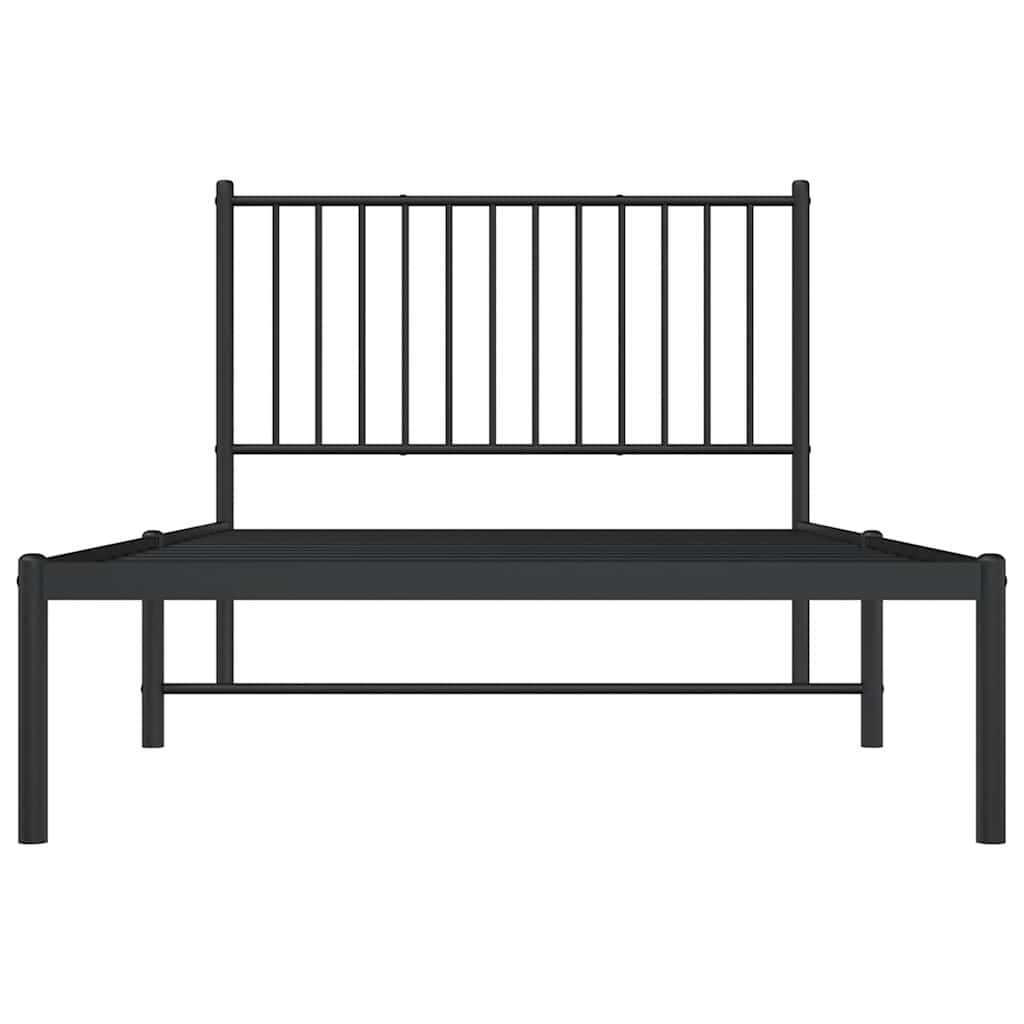 Bed frame with headboard metal black 100x190 cm