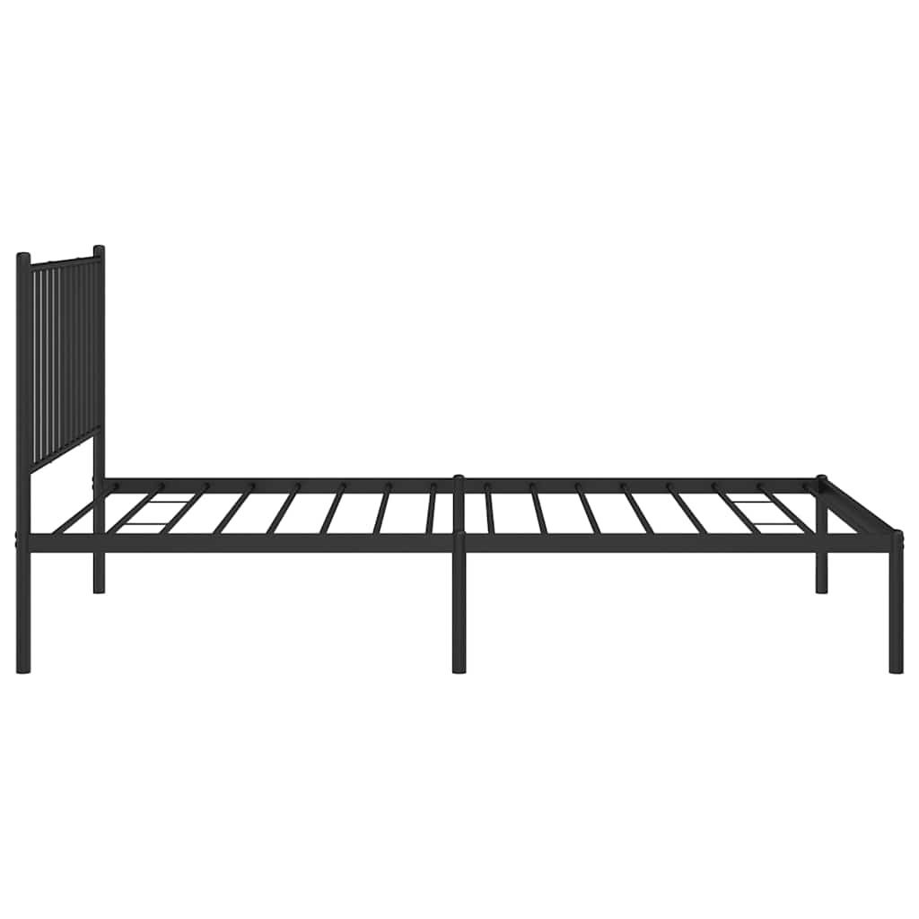 Bed frame with headboard metal black 100x190 cm