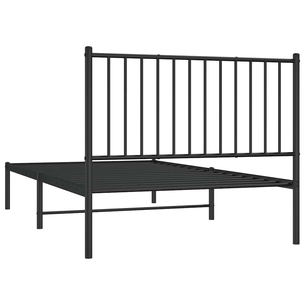 Bed frame with headboard metal black 100x190 cm
