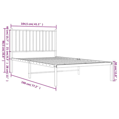 Bettgestell mit Kopfteil Metall Schwarz 100x190 cm