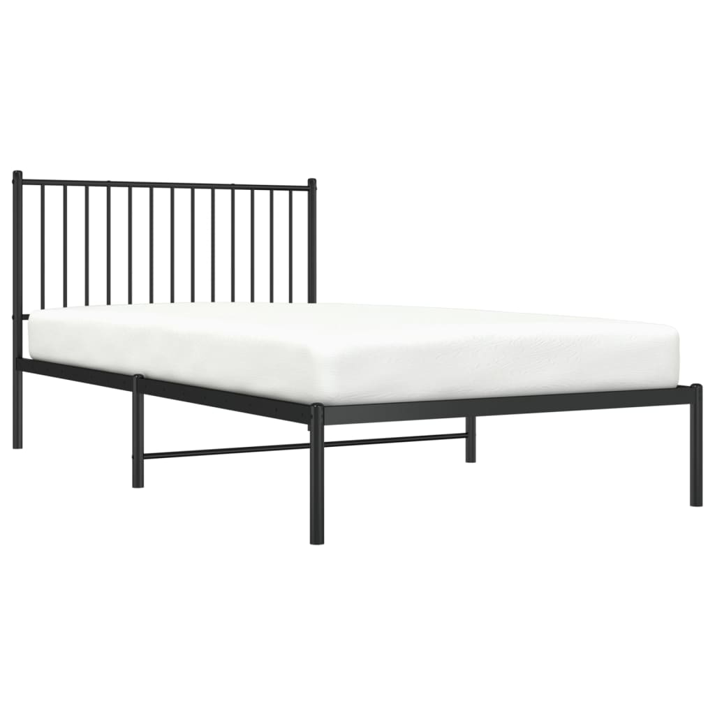 Bed frame with headboard metal black 107x203 cm