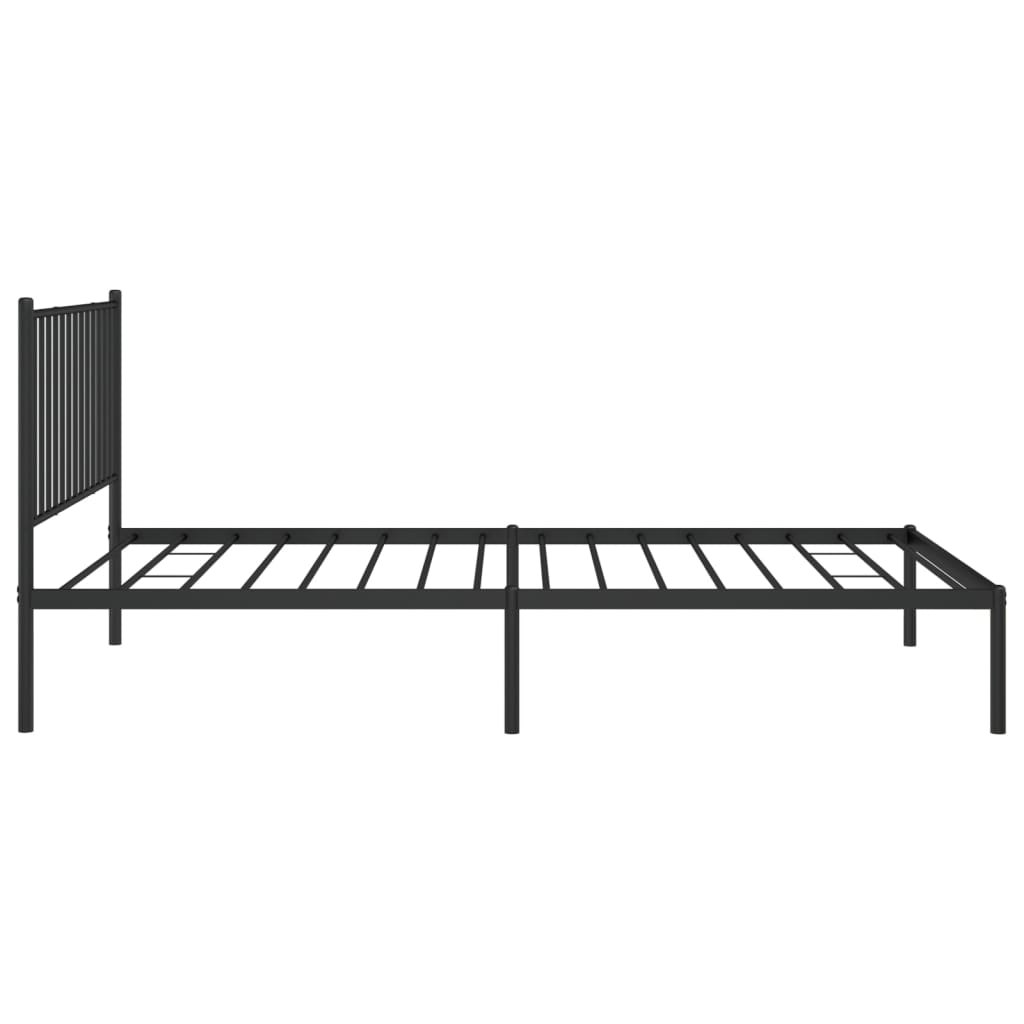 Bed frame with headboard metal black 107x203 cm