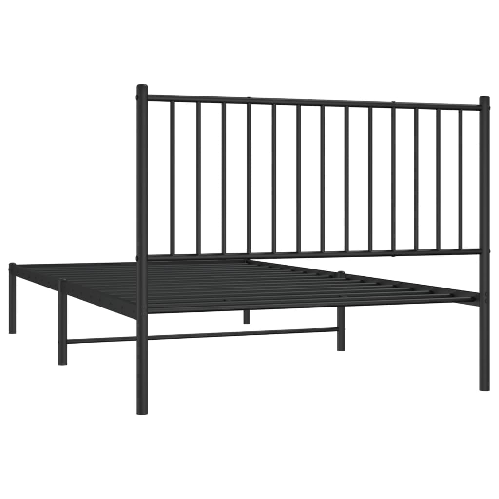 Bed frame with headboard metal black 107x203 cm