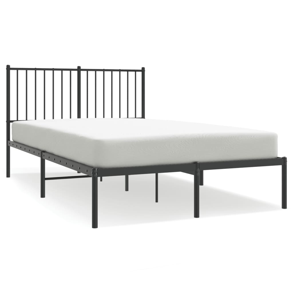 Bed frame with headboard metal black 120x200 cm
