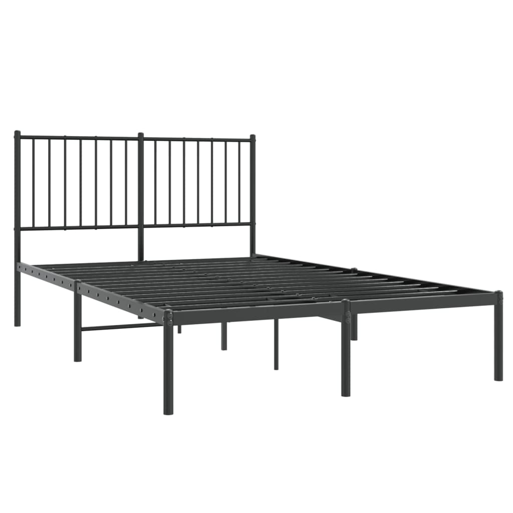 Bed frame with headboard metal black 120x200 cm