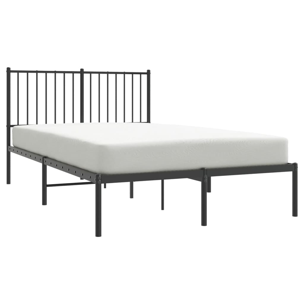 Bed frame with headboard metal black 120x200 cm