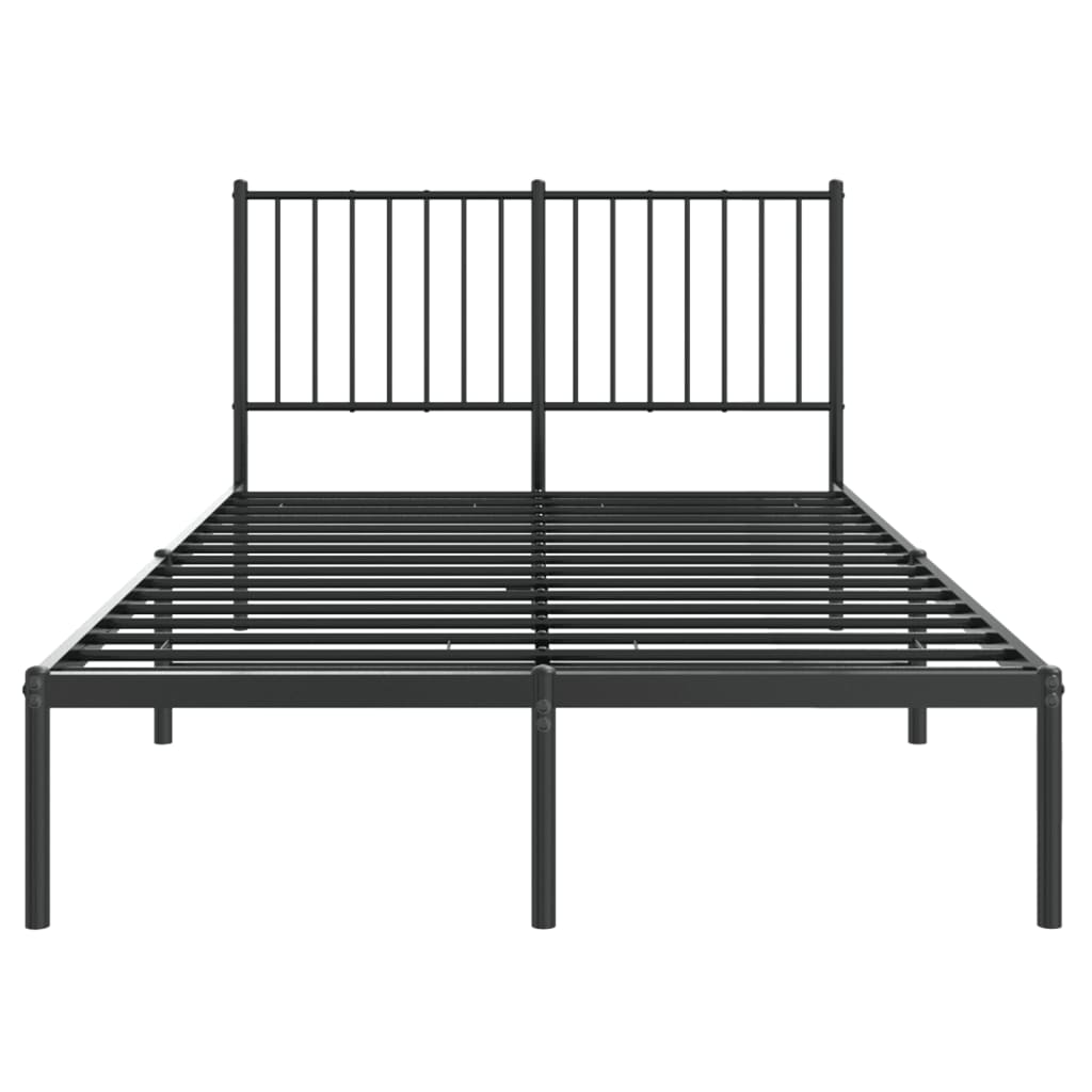 Bed frame with headboard metal black 120x200 cm